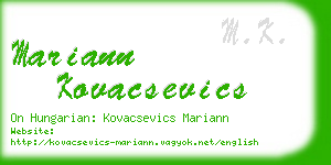 mariann kovacsevics business card